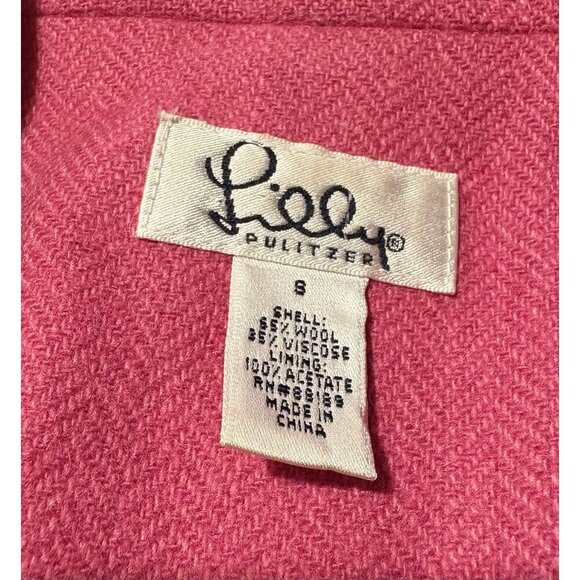 LILLY PULITZER Wool Blend Crop Blazer Tie Front Pink Preppy Old Money Small - Picture 9 of 9